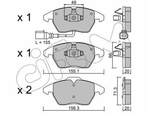 Тормозные колодки пер. A1/A3/Altea/Beetle/Caddy/Up (04-21)