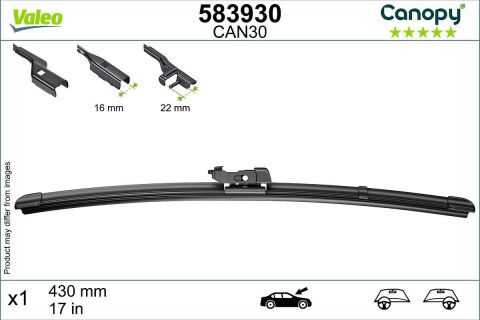 Склоочисник VALEO / безкаркасний / 430 мм /