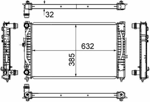 Радіатор охолодження Audi A6/VW Passat 1.9TDI 97- (МКПП) (632x385x32)