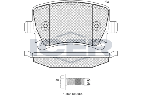 Колодки гальмівні (задні) Audi A3/A4/A6/VW Caddy/Touran 04-15/Golf/Passat/Skoda Octavia 03-/SuperB