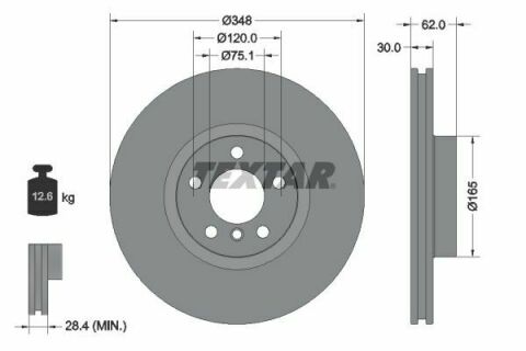 Диск тормозной (передний) BMW X5 (E70/F15/F85)/X6 (E71/E72/F16/F86) 07- (348x30) PRO+