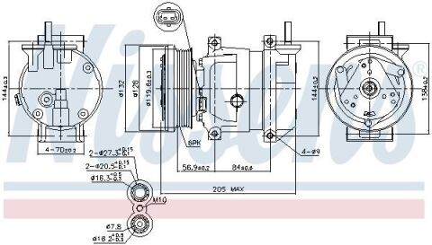 Компрессор aveo 1.2, 1.4 05-, lacetti 1.4, 1.6 05-, daewoo