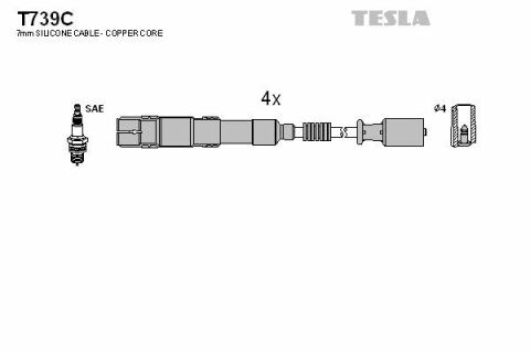 Кабель запалювання к-кт TESLA Mercedes A200