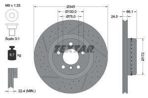 Диск тормозной (задний) BMW 3 (F30/F80) 12-18 (345x24) PRO+ B38/B47/B48/N20/N47