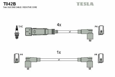 Кабель зажигания к-кт TESLA VW Polo, Skoda Felicia 95-01 1,6 AEE