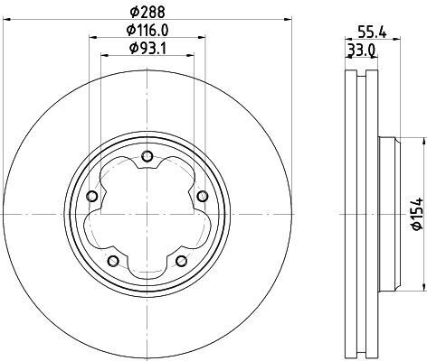 Гальмівний диск передній tourneo custom v362 15-, transit v363 13-