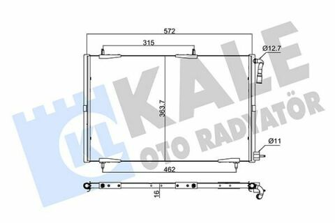 KALE PEUGEOT Радіатор кондиціонера 552X363X16 206 02-