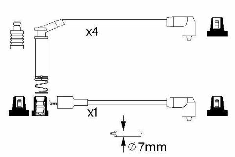 Провод зажигания Opel Astra/Kadett 1.4-2.0i 86-98 (к-кт)