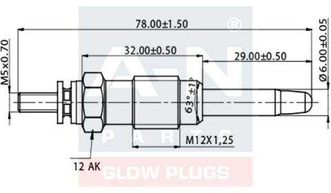 A-N PARTS FIAT Свеча накала (двойная спираль) 11V ALFA BMW VOLVO ROVER