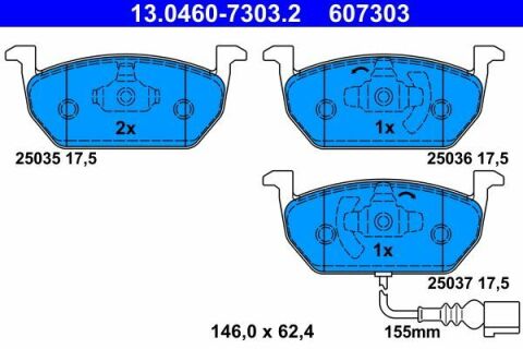 Колодки гальмівні (передні) Audi A3/Seat Leon/Skoda Octavia IV/V/VW Golf VII 12- (VW) (+датчик) Колодки гальмівні (передні) Audi A3/Seat Leon/Skoda Octavia IV/V/VW Golf VII 12- (VW) (+датчик)