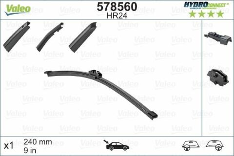 Щітка склоочисника безкаркасна (240mm) (задня) Citroen C5 III/Renault Clio IV 08-