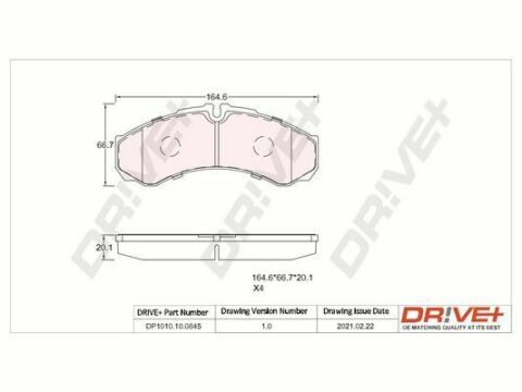 DP1010.10.0845 Drive+ - Гальмівні колодки до дисків