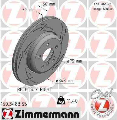 Диск тормозной (передний) BMW 5 (F10/F11)/6 (F06/F13) 09- (R) (348x30) (с покрытием) (с прорезью) (вентилируемый)