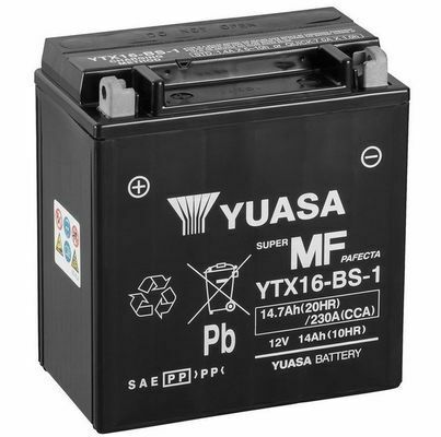 МОТО Yuasa 12V 14,7Ah  MF VRLA Battery  YTX16-BS-1(сухозаряжений)