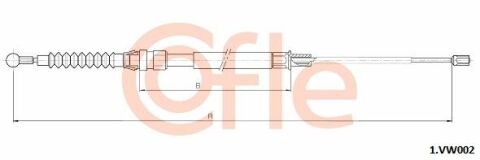 Трос ручного гальма зад. GOLF V/OCTAVIA 03- Л./Пр. (1447/810)