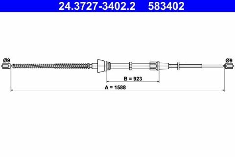 Трос ручника Skoda Fabia/VW Polo/Seat Ibiza 08- (L=1588mm)