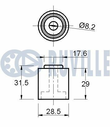 RUVILLE VW Ролик натяж.1,9TD/TDI(на помпу впрыск.)