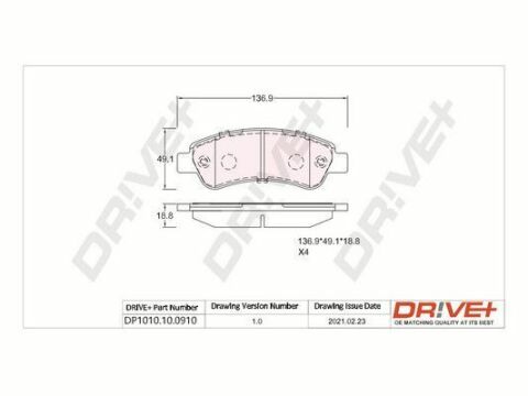 DP1010.10.0910 Drive+ - Гальмівні колодки до дисків