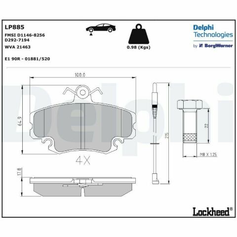 Колодки тормозные (передние) Dacia Logan 04-/Renault Symbol/Clio/Megane/Peugeot 309 (с датчиком) (TRW)