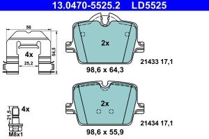 Колодки гальмівні (задні) BMW 3 (G20/G21/G80/G81)/Z4 (G29) 18-/4 (G22/G82)/i4 20-/Toyota Supra 19- ATE Ceramic