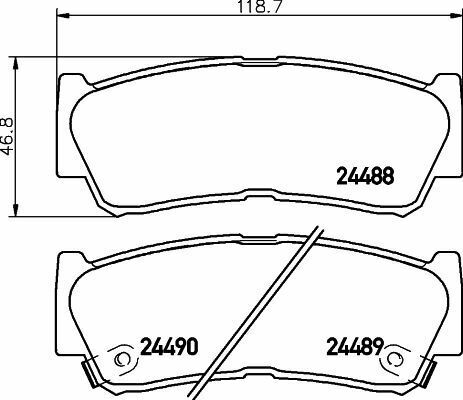 Гальмівні колодки зад. Hyundai Santa Fe 06-12 (mando) (118,6x47x15,6)