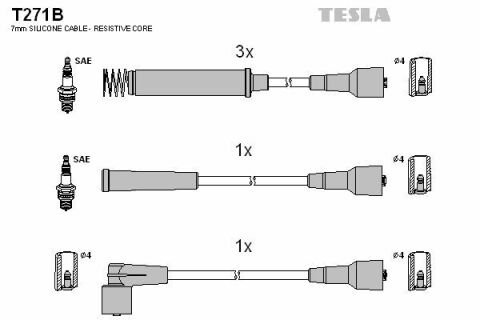 Кабель зажигания к-кт TESLA Opel Calibra,Vectra, Kadet 88-95 1,8