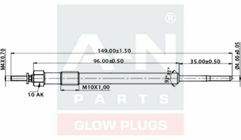 Свічка розжарювання (подвійна спіраль) 4.4V Jumper,Peugeot Boxer 2.2HDI 11-,Ford Transit 2.2TDCi CITROEN