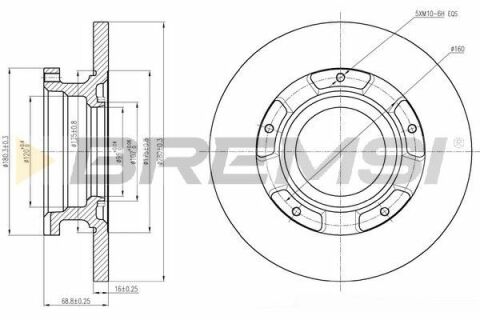 Гальмівний диск зад. Transit V347 06- (H=69mm) (280x16)