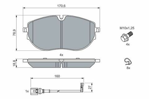 Колодки тормозные (передние) VW T6 15-(с датчиком)