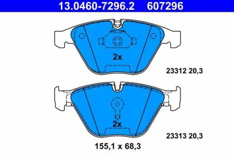 Колодки гальмівні (передні) BMW 5 (E60)/6 (E64)/7 (E65) 01-10 (Ate)