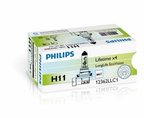 12362LLECOC1 (PHILIPS) H11 LongLife EcoVision 12V 55W PGJ19-2