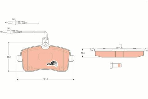 Гальмівні колодки пер. Peugeot 407 04-(TRW) (131,4x66,8x19,5)