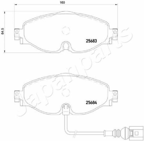 JAPANPARTS  VW К-т передних торм. колодок (с датч.) Golf VII, AUDI A3 13-, SKODA Octavia 12-