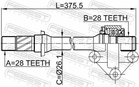 Полуось правая 28x375x28 MAZDA 626 97-