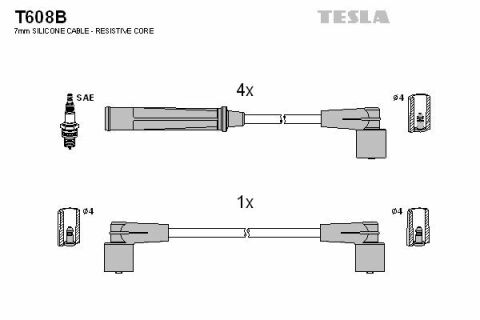 Кабель запалювання к-кт TESLA Volvo 740,940,960 83-93 2,0