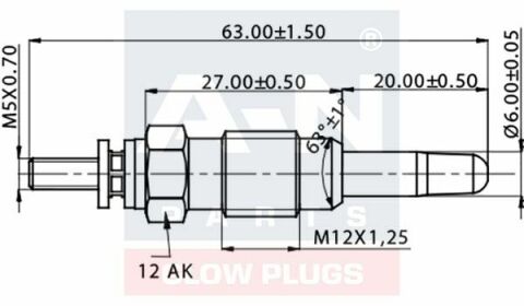 Свеча накала (двойная спираль) 11V Megane,Scenic,Mitsubishi Carisma,Nissan,Volvo 1.9/2.0D/TD RENAULT