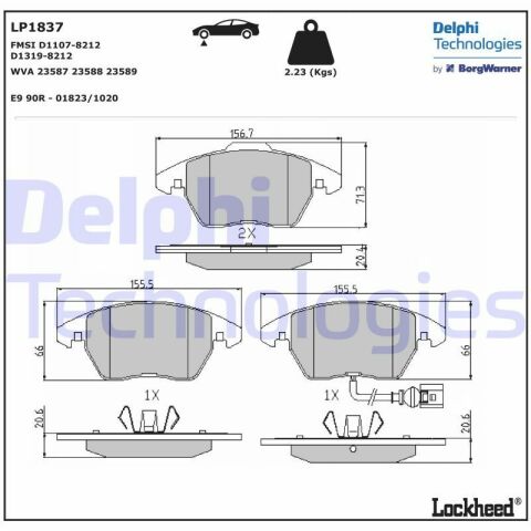 Колодки тормозные (передние) VW Caddy/Golf/Passat/Skoda Fabia/Octavia 03- (с датч.) (Continental)