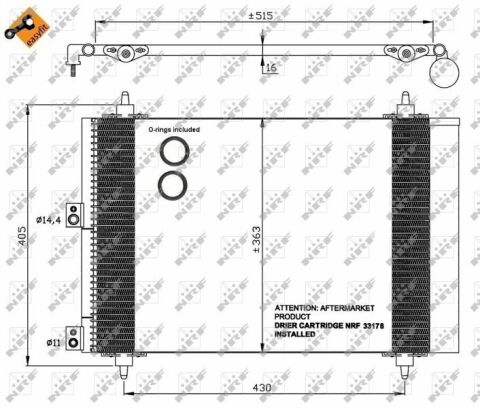 Радіатор кондиціонера Citroen Berlingo/Peugeot Partner 1.6HDI 05-