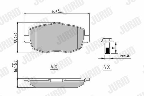 JURID FIAT Тормозные колодки передн. LANCIA YPSILON 1.2-1.4 03