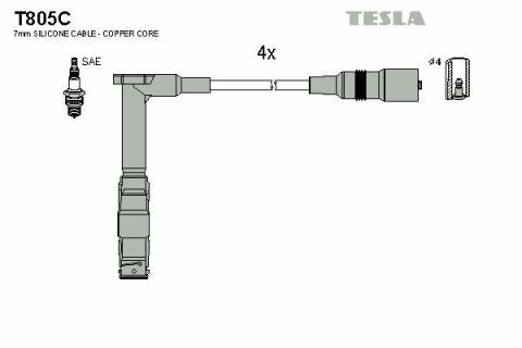 Кабель зажигания к-кт TESLA Mersedes 92-00 2,0