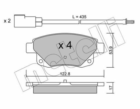 Тормозные колодки (задние) Ford Transit V347 06-14 (+датчики)