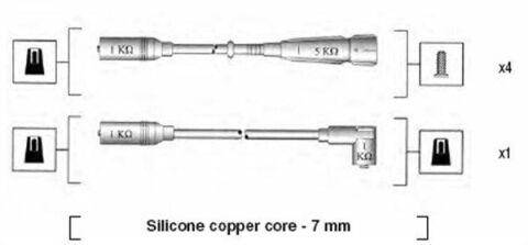 MAGNETI MARELLI Комплект высоковольтных проводов AUDI 80 1.6(DT/DTA/JV)84-91 [941055040529]