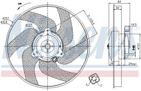 Вентилятор радіатора Berlingo, Xsara, Peugeot 306/406, Partner 1.1/2.0HDI 96-