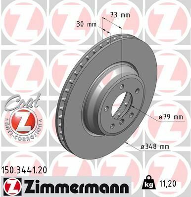 Диск тормозной (передний) BMW 3 (E90-E92)/ X1 (E84) 2.0-3.0 04-15 (348x30) (с укр.)