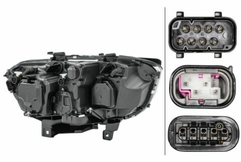 HELLA BMW Фара основная Bi-Xenon с мотором,без газоразр.лампы,без предвкл.прибора D2S/H7 pY21W лев.7 E65/66 02-05