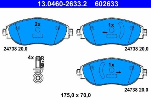 Колодки гальмівні (передні) Audi Q3 18-/A3/Skoda Octavia/VW Passat B6-B8/Golf/Tiguan 12-