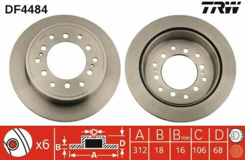 Гальмівний диск зад. Cruiser 300/80/90/Prado/Lexus GX 01-10 3.0-4.7