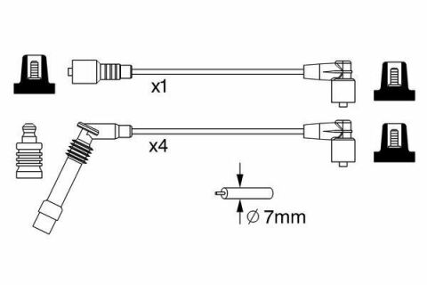 Провод зажигания Opel Combo/Corsa B 1.2/1.4 -01 (к-кт)