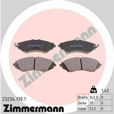 Колодки тормозные (передние) Daewoo Lanos/ Nubira 1.6-2.2 97- (Akebono)