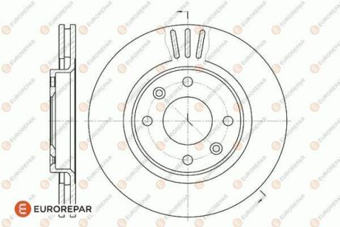 EUROREPAR Диск тормозной передний (к-т 2шт) CITROEN BERLINGO, C2, C2 ENTERPRISE, C3 AIRCROSS II, C3 I, C3 II, C3 III, C3 PICASSO, C3 PLURIEL, C4, C4 CACTUS, C4 I, C4 II 1.0-Electric 05.96-